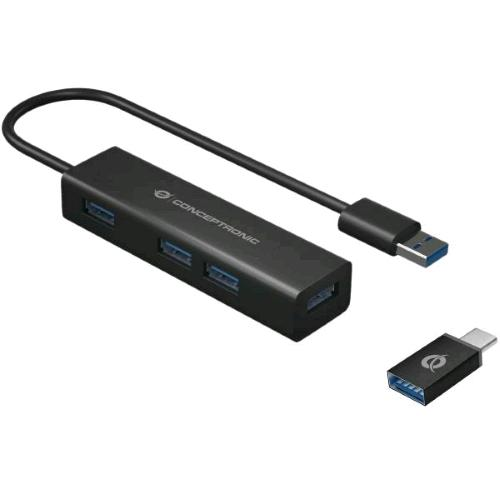 4-PORTS USB 3.0 HUB WITH USB-C ADAP