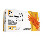 RMove 1Conf. da 100pz Tg.XL 8.5gr da Lavoro - Guanti Nitrile Arancione Senza Polvere Full Grip