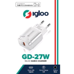 IGLOO GD-27W CARICABATTERIE DA RETE FAST CHARGE QUICK CHARGE 3.0 USB-A 3A WHITE