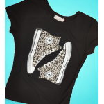 T-SHIRT MANICA CORTA NERA SCARPE BRILLANTINI T.U.