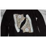 T-SHIRT MANICA LUNGA NERA SCARPE BRILLANTINI T.U.