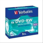 VERBATIM DVD-RW 4.7GB 4X JAWEL CASE 5PZ