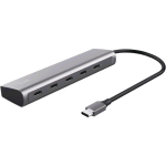 TRUST HALYX 5 PORTE HUB USB C 4 x USB-C PORTA DI ALIMENTAZIONE PD 100W USB-C ADATTATORE USB C MULTIPORTA TRASFERIMENTO DATI DI 5 GBPS CAVO DI PROLUNGA HUB PER LAPTOP MACBOOK PRO PC ARGENTO