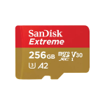SanDisk Extreme - Scheda di memoria flash - 256 GB - A2 / Video Class V30 / UHS-I U3 / Class10 - UHS-I microSDXC