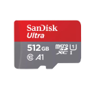 SanDisk Ultra - Scheda di memoria flash (adattatore da microSDXC a SD in dotazione) - 512 GB - A1 / UHS Class 1 / Class10 - UHS-I microSDXC