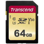 Transcend 500S - Scheda di memoria flash - 64 GB - Video Class V30 / UHS-I U3 / Class10 - UHS-I SDXC