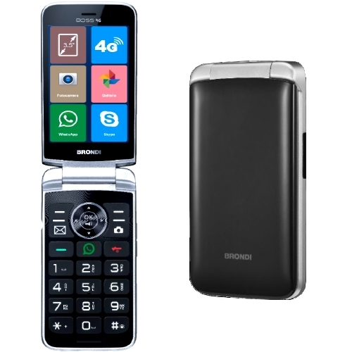 ADGroup  6100 - CELLULARE BRONDI BOSS 3.5 4GB DUAL SIM 4G LTE BLACK  SENIOR PHONE - BRONDI