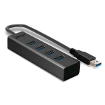 LINDY HUB 4 PORTE USB-A 3.2 Gen 1 (3.1 Gen 1) 5Gbps AUTOALIMENTATO CON CAVO NERO