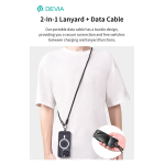 Devia Cordino con Cavo Carica Tipo-C tracolla 1.2mt porta telefono Nero