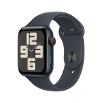Apple Watch SE (GPS + Cellular) - 2ª generazione - 44 mm - midnight aluminum - smartwatch con fascia sportiva - fluoroelastomero - midnight - dimensione della fascia: M/L - 32 GB - LTE, Wi-Fi 4, Bluetooth - 4G - 33 g