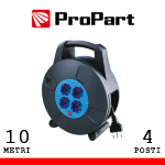 PROPART AVVOLGICAVO 4POS BIPASSO/SCHUKO 10METRI CON PROTEZ. TERMICA