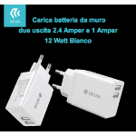 DEVIA CARICA BATTERIE 2 USCITE 2.4 AMPER E 1 AMPER 12 WATT BIANCO