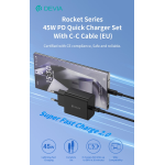 DEVIA CARICA BATTERIE PD 45 WATT CON CAVO DA C A C PER CARICA RAPIDA NERO