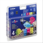 BROTHER LC1000VALBP PACK CARTUCCE NERO+CIANO+MAGENTA+GIALLO PER STAMPANTI BROTHER INK JET