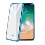 CELLY APPLE iPHONE X COVER IN MORBIDO TPU TRASPARENTE CON BORDI COLORE BLU