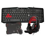 KIT TECHMADE GAMING TASTIERA USB MOUSE WIRELESS 3.200 DPI CUFFIA GAMING 1 X JACK 3.5 MM TAPPETINO MOUSE NERO ROSSO