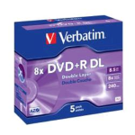 DVD VERGINI VERBATIM DVD+R DOUBLE LAYER 8.5GB 8X CF.5 XX 43541/5