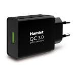HAMLET POWER SUPPLY QUICK CHARGER USB 3.0 CARICABATTERIE DA RETE 18 WATT NERO