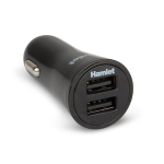 HAMLET XPW12U234 CARICABATTERIE AUTO 2 USB 17 W 12-24 VOLT NERO