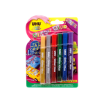 UHU COLLA CON GLITTER GLUE ORIGINAL TUBETTO DA 10ML COLORI ASSORTITI CONF 6 Pz.