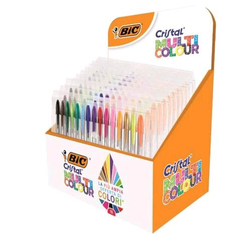 Bic Cristal Multi Color Espositore Penna A Sfera Punta 1.6 Mm Astuccio Da 15 Penne Colori Assortiti Conf 10 Pz.