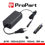 PROPART ALIMENTATORE UNIVERSALE MULTI 9-24V 2000-1500MA 36W MAX