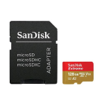 SANDISK EXTREME MEMORY CARD MICROSDXC 128G A2 UHS-I CLASSE 10 U3 V30 CON ADATTATORE SD ORO ROSSO