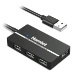 HAMLET COMPACT SLIM HUB 4 PORTE USB-A 2.0 AUTOALIMENTATO NERO