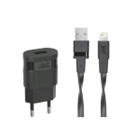 RIVACASE CARICABATTERIE DA RETE USB-A 1A + CAVO LIGHTING 1.2 MT NERO