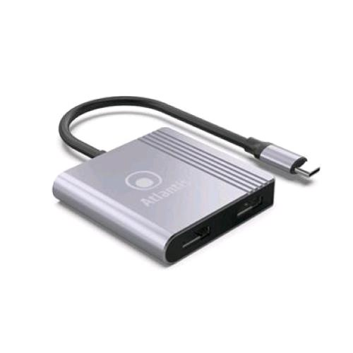ADATTATORE ATLANTIS A04-TC_2HDMI+ da USB TYPE_C a HDMI 1920x1080@60Hz 18cm IN: 1x Type_C OUT: 2x HDMI v.1.4 (v.1.2 in Dual mode)