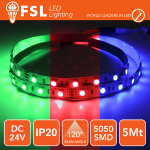 MULTI COLORE RGB STRISCIA LED 5M IP20 5050 24V - 12W/M 60LED/M RGB