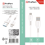 ProPart Cavo Carica e Dati Micro Usb 2.1 A. Lunghezza 1 metro Bianco